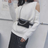 Women Leather Belt Bag Chains Waist Bag Lady Vintage Shoulder Waist Pack
