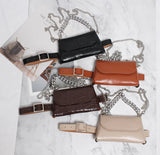Women Leather Belt Bag Chains Waist Bag Lady Vintage Shoulder Waist Pack