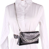 Women Leather Belt Bag Chains Waist Bag Lady Vintage Shoulder Waist Pack