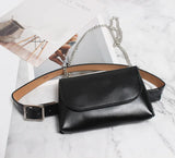 Women Leather Belt Bag Chains Waist Bag Lady Vintage Shoulder Waist Pack