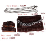 Women Leather Belt Bag Chains Waist Bag Lady Vintage Shoulder Waist Pack
