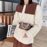 Women Leather Belt Bag Chains Waist Bag Lady Vintage Shoulder Waist Pack