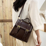 Women Backpack PU Leather School Bags Teenage Student Vintage Travel Bag