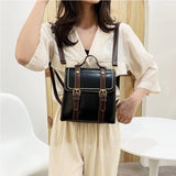 Women Backpack PU Leather School Bags Teenage Student Vintage Travel Bag