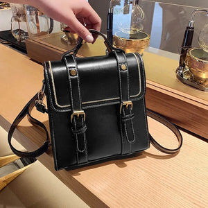 Women Backpack PU Leather School Bags Teenage Student Vintage Travel Bag