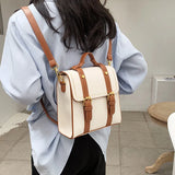 Women Backpack PU Leather School Bags Teenage Student Vintage Travel Bag