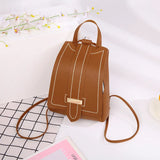 Retro Mini Leather Backpack for Women, Portable Travel Small Bag Purse