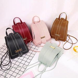 Retro Mini Leather Backpack for Women, Portable Travel Small Bag Purse