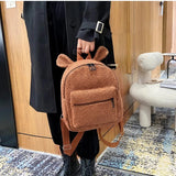 Plush Women Backpack Large Capacity Lightweight Travel Bag