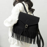 Retro Fringed Shoulder Handbag Versatile Shopping Backpack