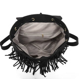 Retro Fringed Shoulder Handbag Versatile Shopping Backpack