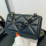 Embossed Leather Crossbody Bag with Chain Strap