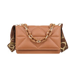 Embossed Leather Crossbody Bag with Chain Strap