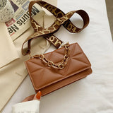 Embossed Leather Crossbody Bag with Chain Strap