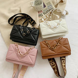 Embossed Leather Crossbody Bag with Chain Strap