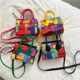Women Splicing Small Square Crossbody Bag Shoulder Bag Messenger