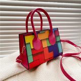 Women Splicing Small Square Crossbody Bag Shoulder Bag Messenger