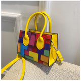 Women Splicing Small Square Crossbody Bag Shoulder Bag Messenger
