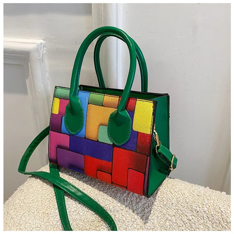 Women Splicing Small Square Crossbody Bag Shoulder Bag Messenger
