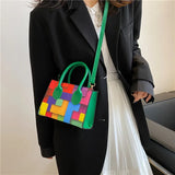 Women Splicing Small Square Crossbody Bag Shoulder Bag Messenger