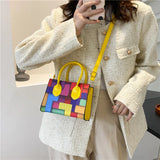 Women Splicing Small Square Crossbody Bag Shoulder Bag Messenger