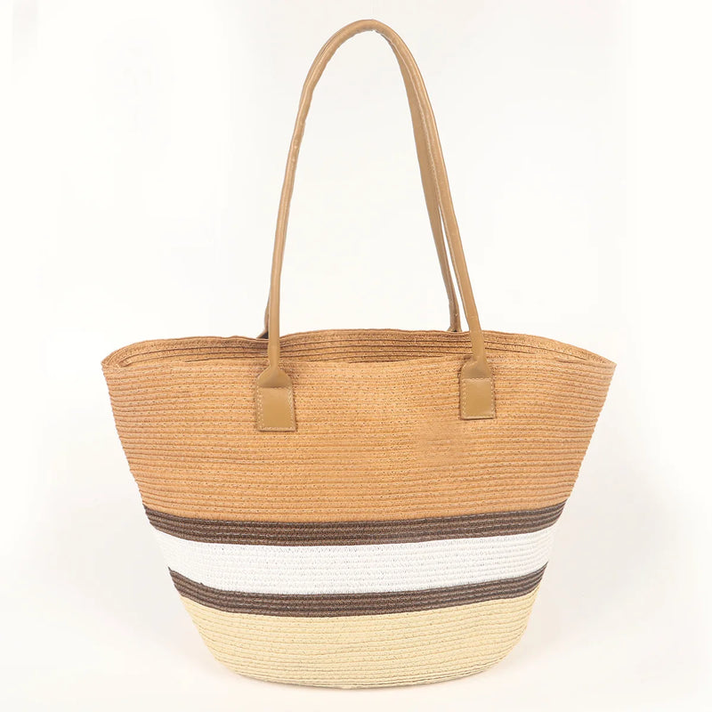 Boho Style Beach Bag & Vacation Hat Set, Straw Summer Tote