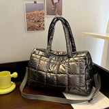 Women Bright Space Cotton Handbag Solid Shoulder Messenger Bag