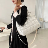 Women Bright Space Cotton Handbag Female Solid Shoulder Messenger Bag