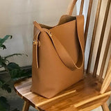 Women Bucket Bag Leather Shoulder Bag Large Totes Handbags Female Casual