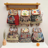 Vintage Embroidery Knitted Canvas Backpack for Women