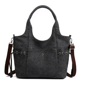 Women Canvas Handbags Retro Large Capacity Shoulder Bags Stylish Crossbody Totes