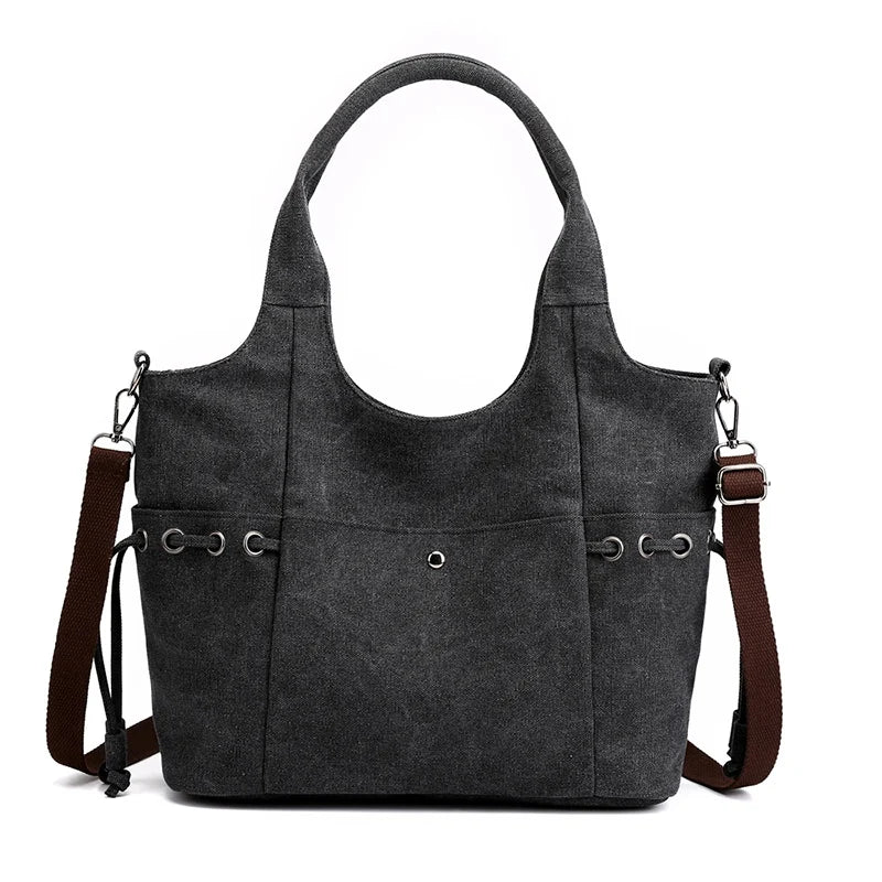 Women Canvas Handbags Retro Large Capacity Shoulder Bags Stylish Crossbody Totes