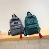 Canvas Tassel School Bags Travel Shoulder Backpack Large Capacity Rucksack