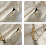 Women Chain Shoulder Bag Zipper PU Handbag