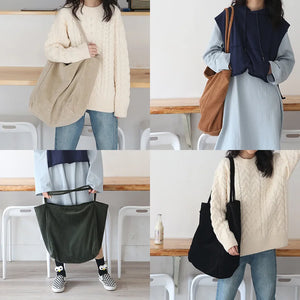 Corduroy Shoulder Bag Large Capacity Tote Handbag Reusable Shopping Bags