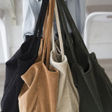 Corduroy Shoulder Bag Large Capacity Tote Handbag Reusable Shopping Bags