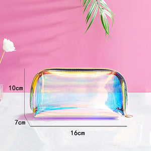 Women Cosmetic Bag Semi-circular Illusion Laser Makeup Bag Portable Dumpling Sha