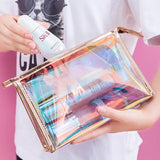 Women Cosmetic Bag Semi-circular Illusion Laser Makeup Bag Portable Dumpling Sha