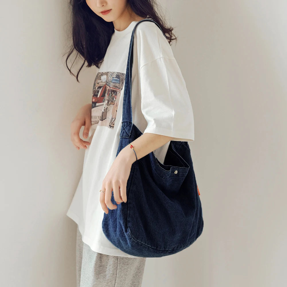 Women Denim Crossbody Bag Harajuku Shoulder Handbags Large Capacity