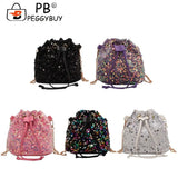 Women Crossbody Bags Sequins Drawstring Messenger Bag