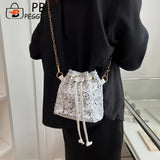 Women Crossbody Bags Sequins Drawstring Messenger Bag