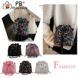 Women Crossbody Bags Sequins Drawstring Messenger Bag