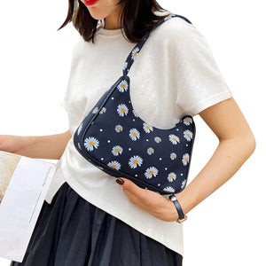 Daisy Print Shoulder Bag Stylish Handbag for Daily Use