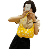 Daisy Print Shoulder Bag Stylish Handbag for Daily Use