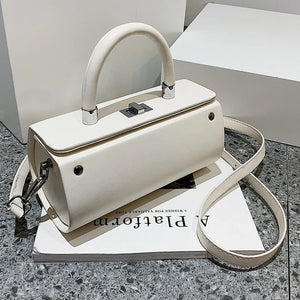 Women Drum Shaped Shoulder Tote Bag Lady PU Leather Handbag