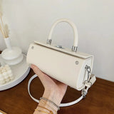 Women Drum Shaped Shoulder Tote Bag Lady PU Leather Handbag