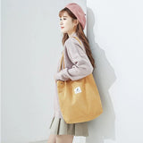 Women Embroidery Pattern Shoulder Bag High-Capacity Canvas Handbag