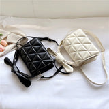Women Geometric Embossing Crossbody Bag PU Leather Shoulder Bags