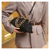 Women Crossbody Bag with Thick Chain, Evening Clutch Handbag