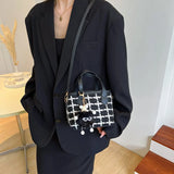 Women Handbags Large Capacity Shoulder Bag Check Summer Versatile Crossbody